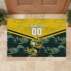 Personalised Kangaroos Rugby Rubber Doormat Aboriginal Pattern Australia Colors Tribal Sports