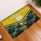 Personalised Kangaroos Rugby Rubber Doormat Aboriginal Pattern Australia Colors Tribal Sports