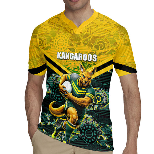 Personalised Kangaroos Rugby Rugby Jersey Aboriginal Pattern Australia Colors Tribal Sports