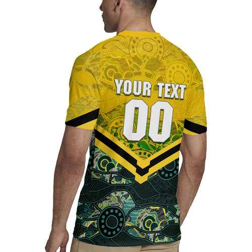 Personalised Kangaroos Rugby Rugby Jersey Aboriginal Pattern Australia Colors Tribal Sports