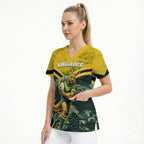Personalised Kangaroos Rugby Scrub Top Aboriginal Pattern Australia Colors Tribal Sports