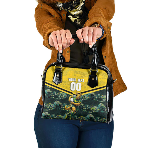 Personalised Kangaroos Rugby Shoulder Handbag Aboriginal Pattern Australia Colors Tribal Sports