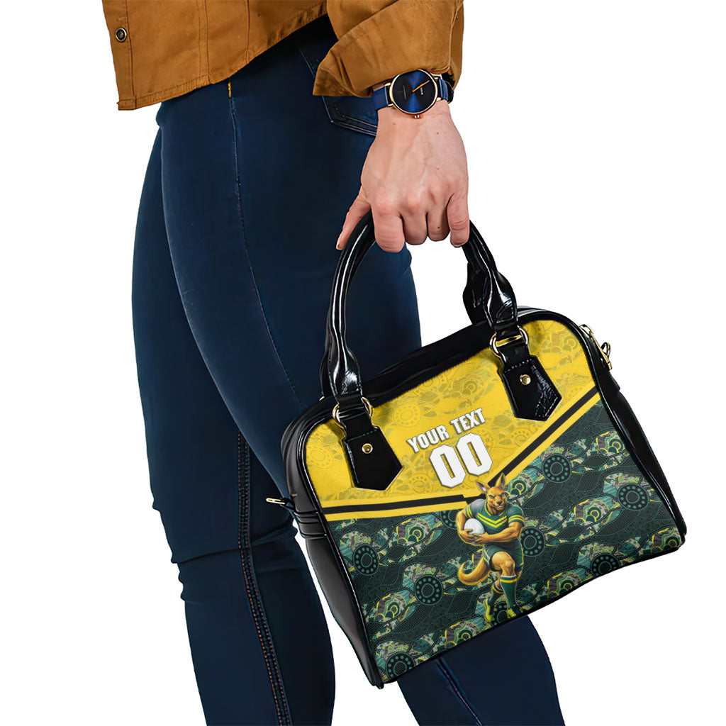 Personalised Kangaroos Rugby Shoulder Handbag Aboriginal Pattern Australia Colors Tribal Sports