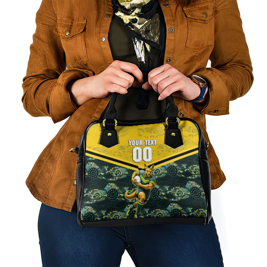 Personalised Kangaroos Rugby Shoulder Handbag Aboriginal Pattern Australia Colors Tribal Sports