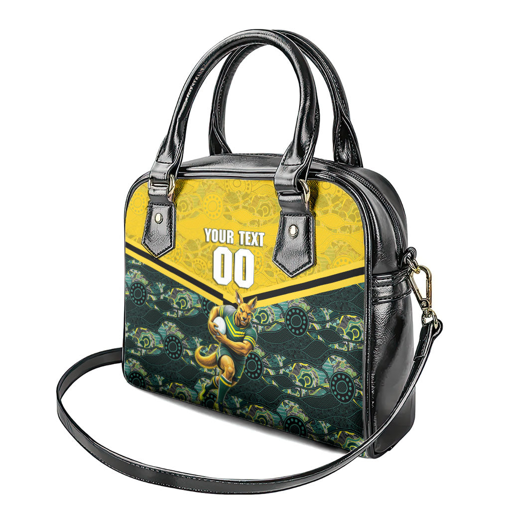Personalised Kangaroos Rugby Shoulder Handbag Aboriginal Pattern Australia Colors Tribal Sports