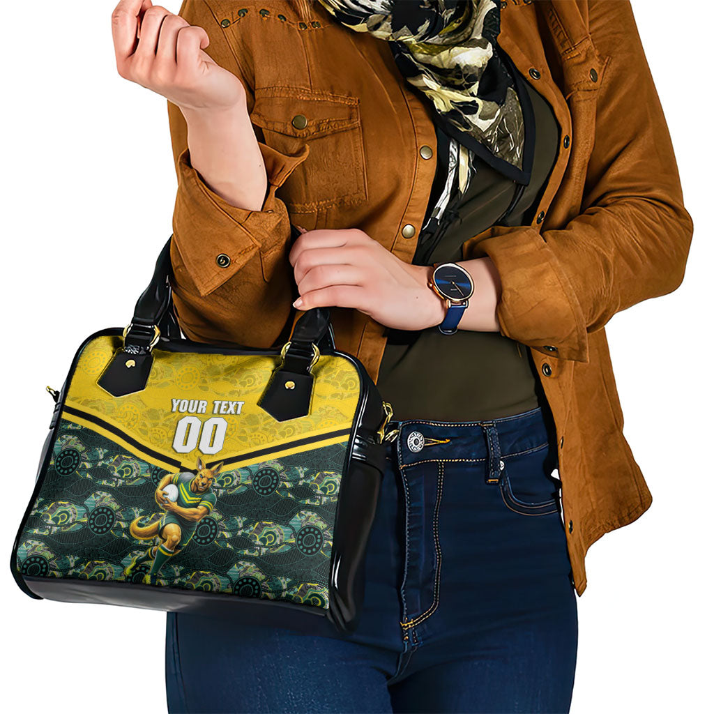 Personalised Kangaroos Rugby Shoulder Handbag Aboriginal Pattern Australia Colors Tribal Sports
