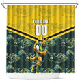Personalised Kangaroos Rugby Shower Curtain Aboriginal Pattern Australia Colors Tribal Sports
