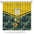 Personalised Kangaroos Rugby Shower Curtain Aboriginal Pattern Australia Colors Tribal Sports