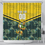 Personalised Kangaroos Rugby Shower Curtain Aboriginal Pattern Australia Colors Tribal Sports
