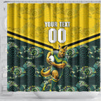 Personalised Kangaroos Rugby Shower Curtain Aboriginal Pattern Australia Colors Tribal Sports