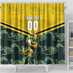 Personalised Kangaroos Rugby Shower Curtain Aboriginal Pattern Australia Colors Tribal Sports