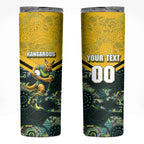 Personalised Kangaroos Rugby Skinny Tumbler Aboriginal Pattern Australia Colors Tribal Sports