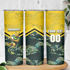 Personalised Kangaroos Rugby Skinny Tumbler Aboriginal Pattern Australia Colors Tribal Sports
