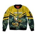 Personalised Kangaroos Rugby Sleeve Zip Bomber Jacket Aboriginal Pattern Australia Colors Tribal Sports