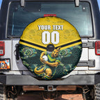 Personalised Kangaroos Rugby Spare Tire Cover Aboriginal Pattern Australia Colors Tribal Sports
