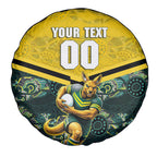 Personalised Kangaroos Rugby Spare Tire Cover Aboriginal Pattern Australia Colors Tribal Sports
