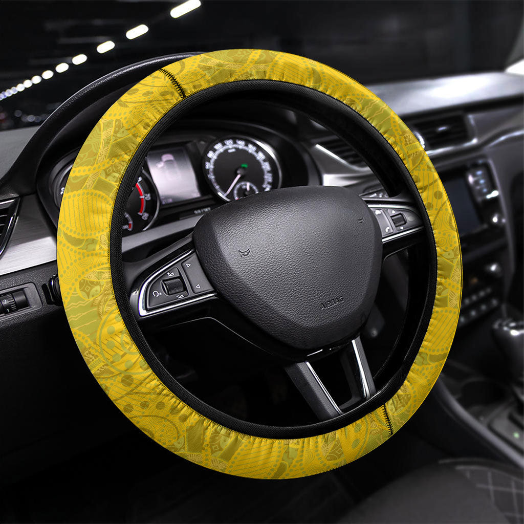 Kangaroos Rugby Steering Wheel Cover Aboriginal Pattern Australia Colors Tribal Sports