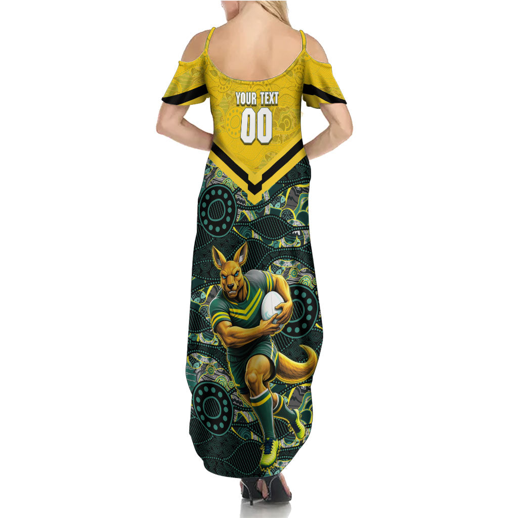 Personalised Kangaroos Rugby Summer Maxi Dress Aboriginal Pattern Australia Colors Tribal Sports