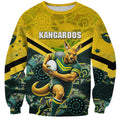 Personalised Kangaroos Rugby Sweatshirt Aboriginal Pattern Australia Colors Tribal Sports