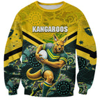 Personalised Kangaroos Rugby Sweatshirt Aboriginal Pattern Australia Colors Tribal Sports