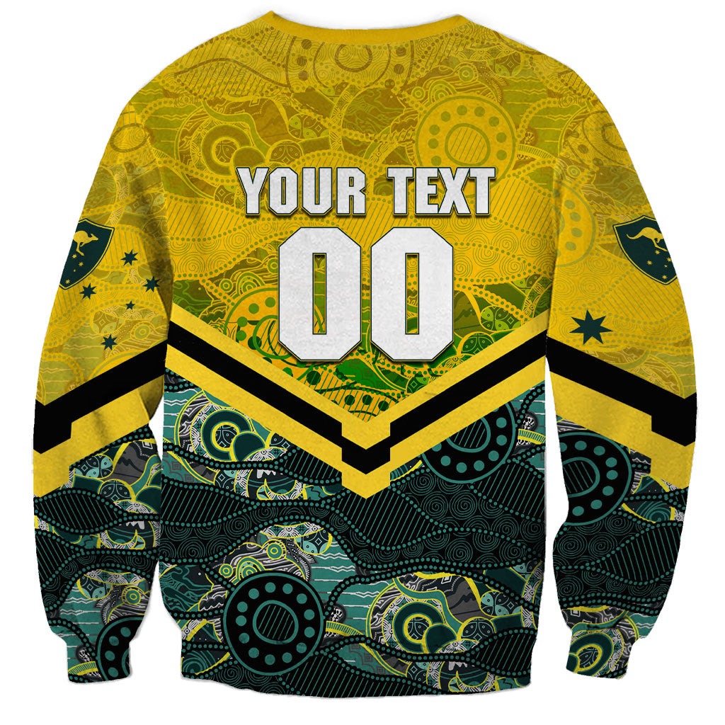 Personalised Kangaroos Rugby Sweatshirt Aboriginal Pattern Australia Colors Tribal Sports