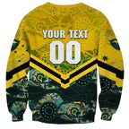 Personalised Kangaroos Rugby Sweatshirt Aboriginal Pattern Australia Colors Tribal Sports