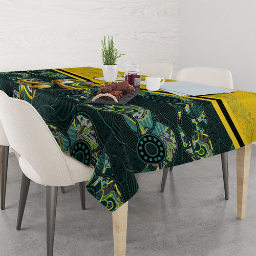 Personalised Kangaroos Rugby Tablecloth Aboriginal Pattern Australia Colors Tribal Sports