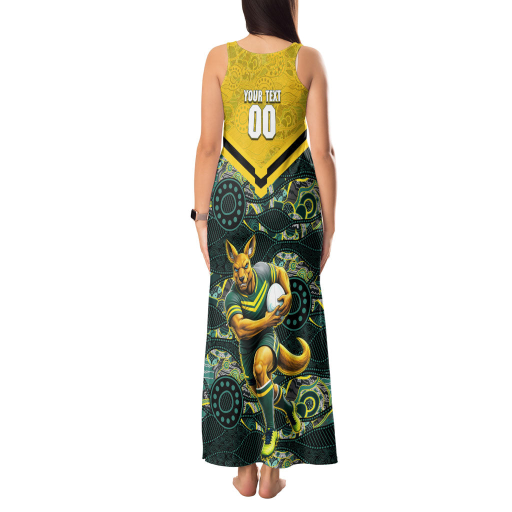 Personalised Kangaroos Rugby Tank Maxi Dress Aboriginal Pattern Australia Colors Tribal Sports
