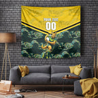 Personalised Kangaroos Rugby Tapestry Aboriginal Pattern Australia Colors Tribal Sports