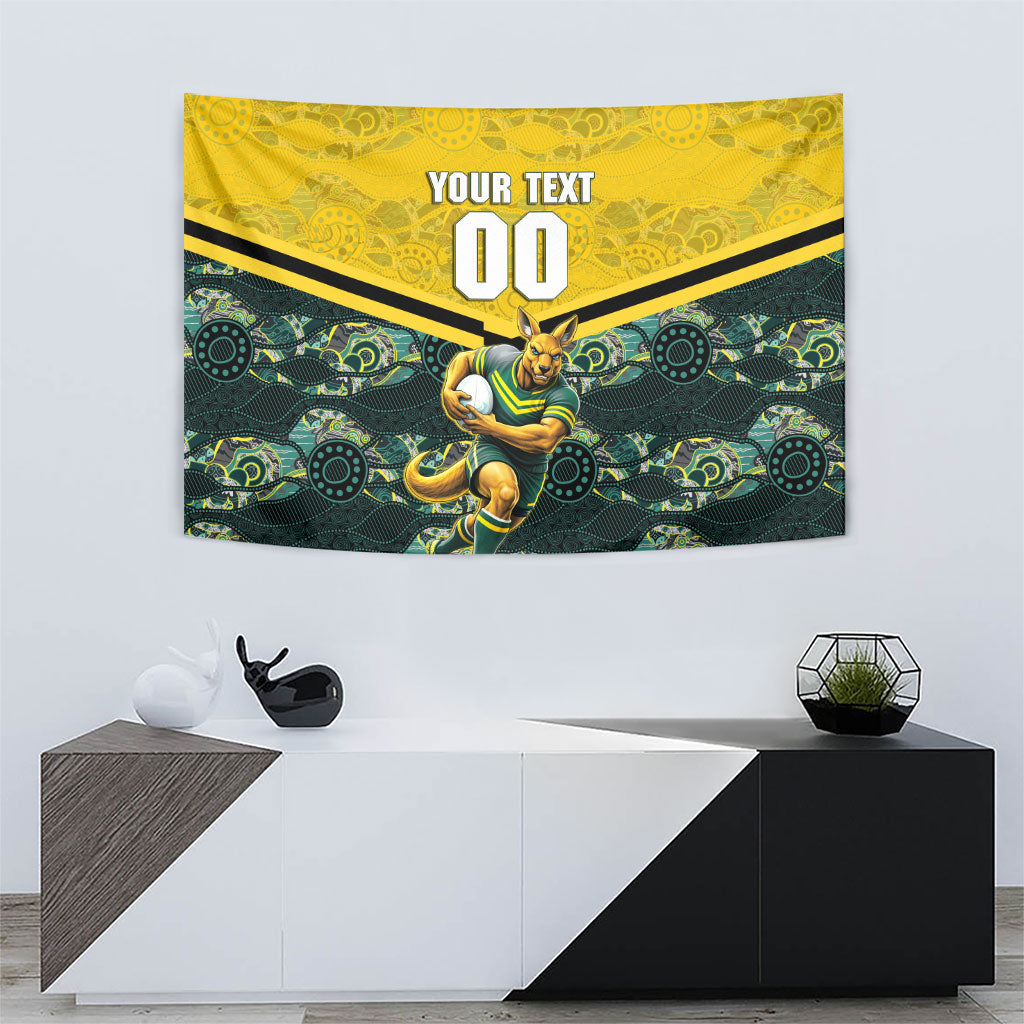 Personalised Kangaroos Rugby Tapestry Aboriginal Pattern Australia Colors Tribal Sports