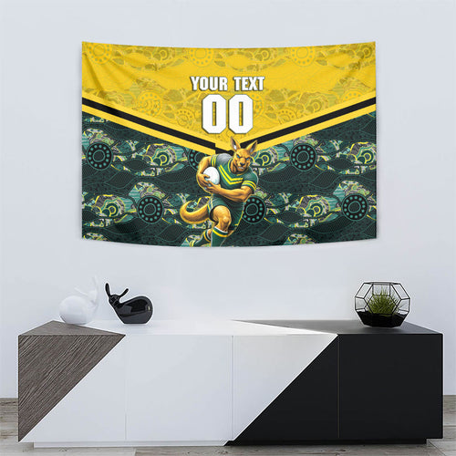 Personalised Kangaroos Rugby Tapestry Aboriginal Pattern Australia Colors Tribal Sports
