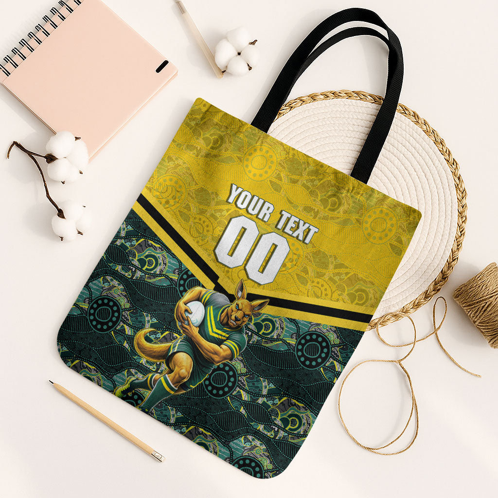 Personalised Kangaroos Rugby Tote Bag Aboriginal Pattern Australia Colors Tribal Sports