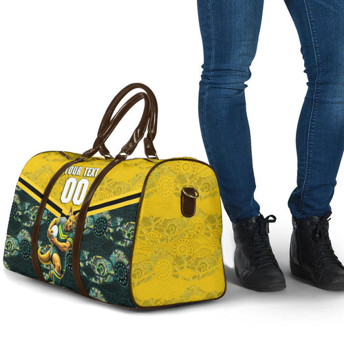Personalised Kangaroos Rugby Travel Bag Aboriginal Pattern Australia Colors Tribal Sports