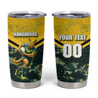Personalised Kangaroos Rugby Tumbler Cup Aboriginal Pattern Australia Colors Tribal Sports