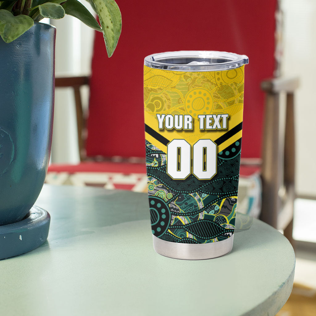 Personalised Kangaroos Rugby Tumbler Cup Aboriginal Pattern Australia Colors Tribal Sports
