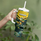Personalised Kangaroos Rugby Tumbler With Handle Aboriginal Pattern Australia Colors Tribal Sports