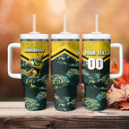 Personalised Kangaroos Rugby Tumbler With Handle Aboriginal Pattern Australia Colors Tribal Sports