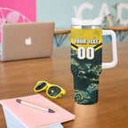 Personalised Kangaroos Rugby Tumbler With Handle Aboriginal Pattern Australia Colors Tribal Sports