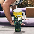Personalised Kangaroos Rugby Tumbler With Handle Aboriginal Pattern Australia Colors Tribal Sports