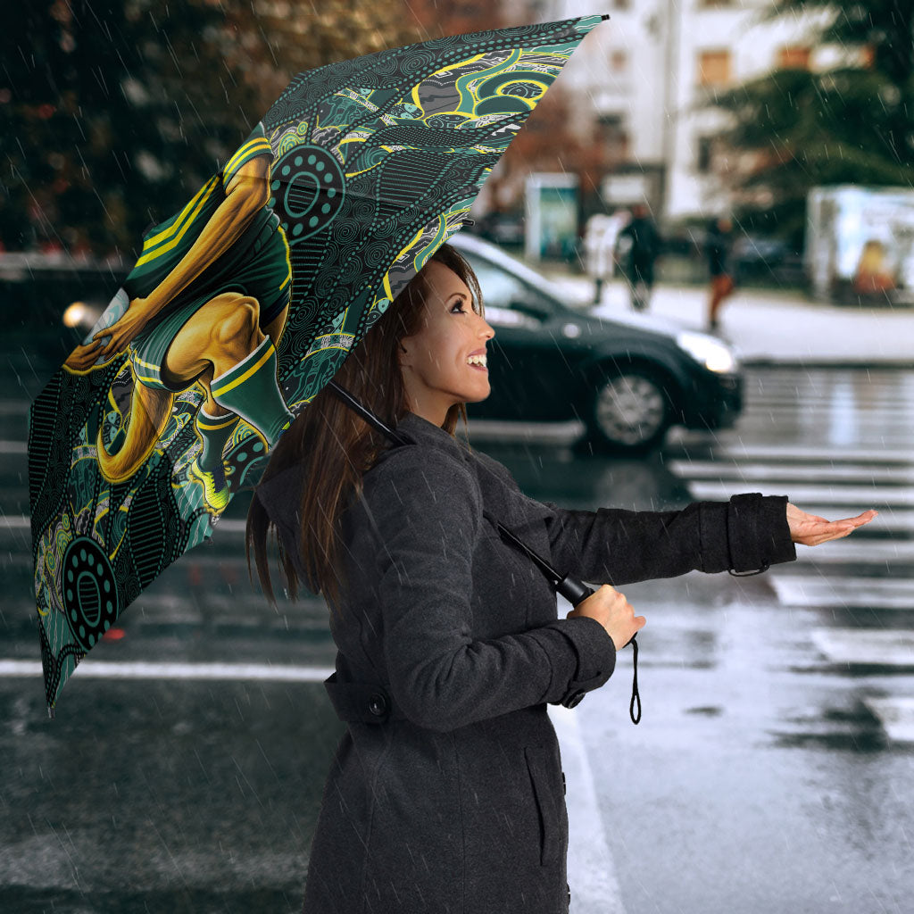 Personalised Kangaroos Rugby Umbrella Aboriginal Pattern Australia Colors Tribal Sports