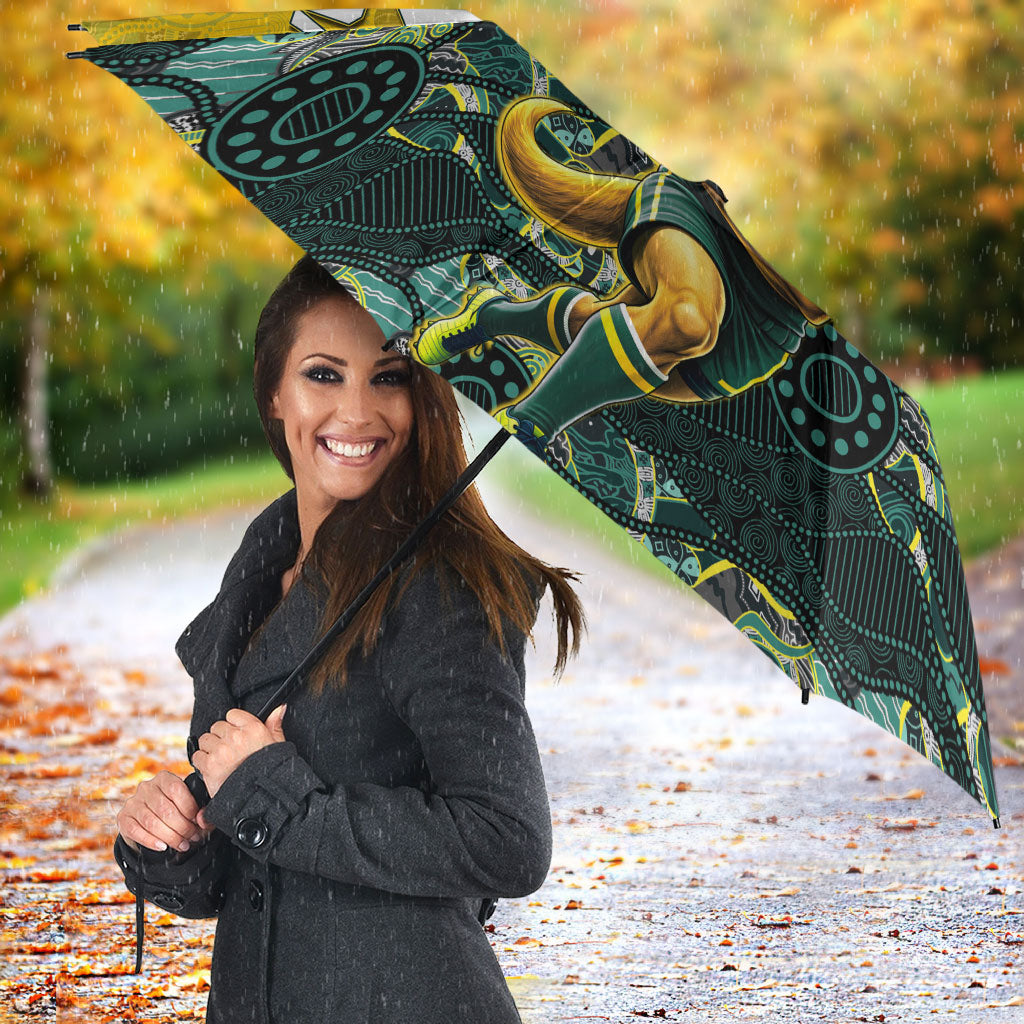 Personalised Kangaroos Rugby Umbrella Aboriginal Pattern Australia Colors Tribal Sports