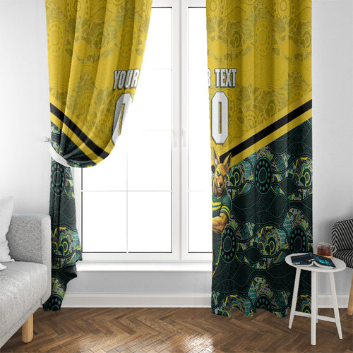 Personalised Kangaroos Rugby Window Curtain Aboriginal Pattern Australia Colors Tribal Sports