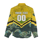 Personalised Kangaroos Rugby Women Casual Shirt Aboriginal Pattern Australia Colors Tribal Sports
