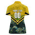 Personalised Kangaroos Rugby Women Polo Shirt Aboriginal Pattern Australia Colors Tribal Sports