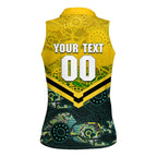 Personalised Kangaroos Rugby Women Sleeveless Polo Shirt Aboriginal Pattern Australia Colors Tribal Sports