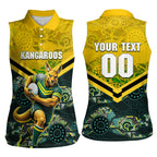 Personalised Kangaroos Rugby Women Sleeveless Polo Shirt Aboriginal Pattern Australia Colors Tribal Sports