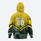 Personalised Kangaroos Rugby Zip Hoodie Aboriginal Pattern Australia Colors Tribal Sports