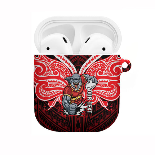 Custom Dolphins AirPods Case Dolphin Warrior Polynesia Islander Rugby Mascot