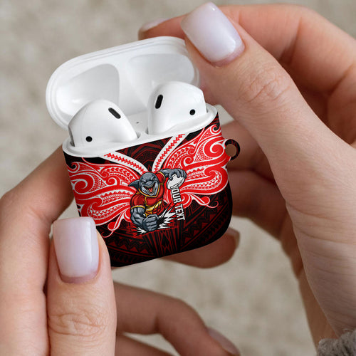 Custom Dolphins AirPods Case Dolphin Warrior Polynesia Islander Rugby Mascot