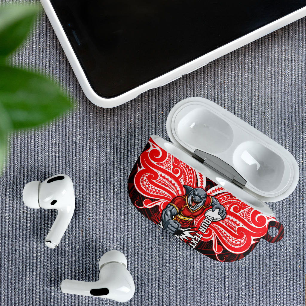 Custom Dolphins AirPods Case Dolphin Warrior Polynesia Islander Rugby Mascot